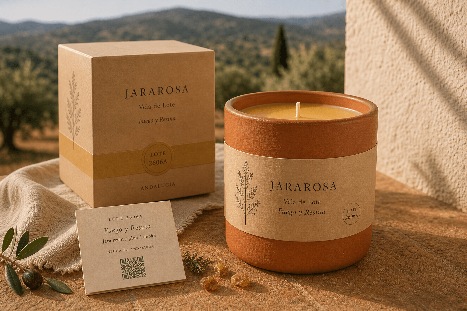 篝火与树脂 — Jararosa small-batch Andalusian home fragrance