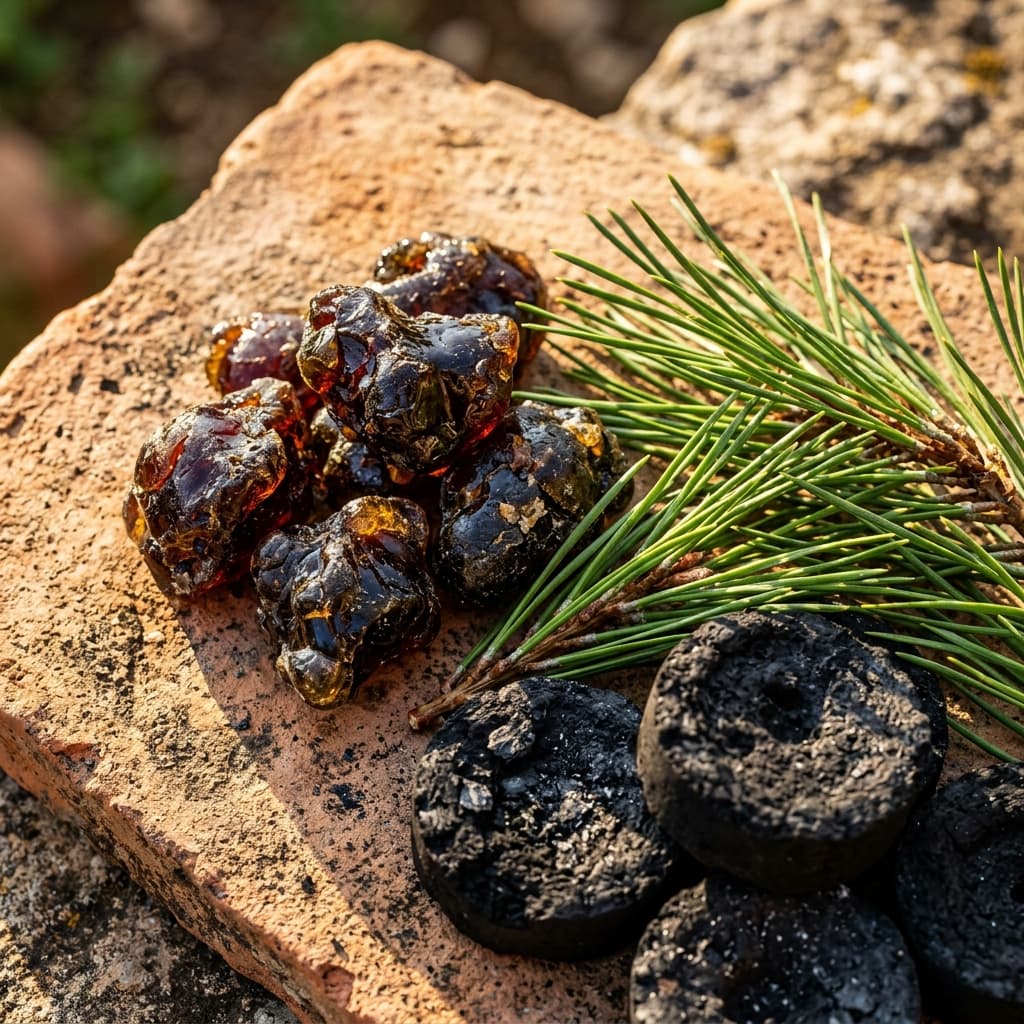 Raw ingredients for 乳香与松木熏香 — Andalusian campo botanicals