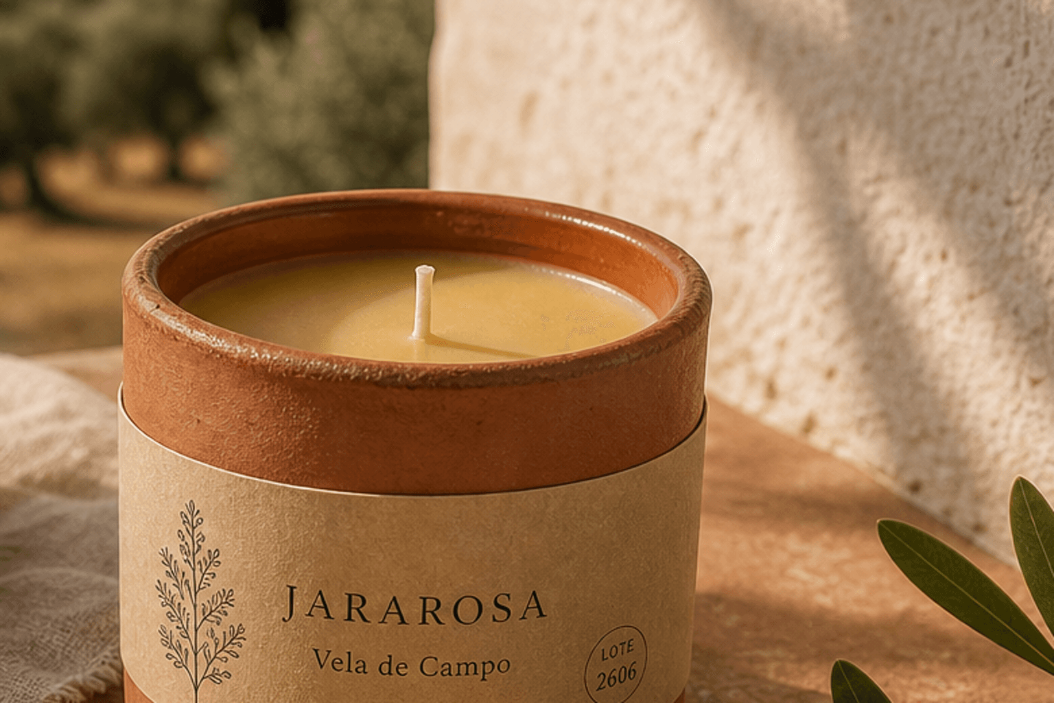 Vela de Campo botanical texture — raw Herbal Woody ingredients